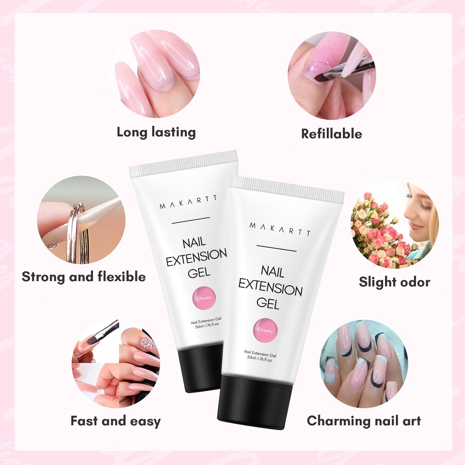 Makartt extensión de uñas con gel, resultado duradero.