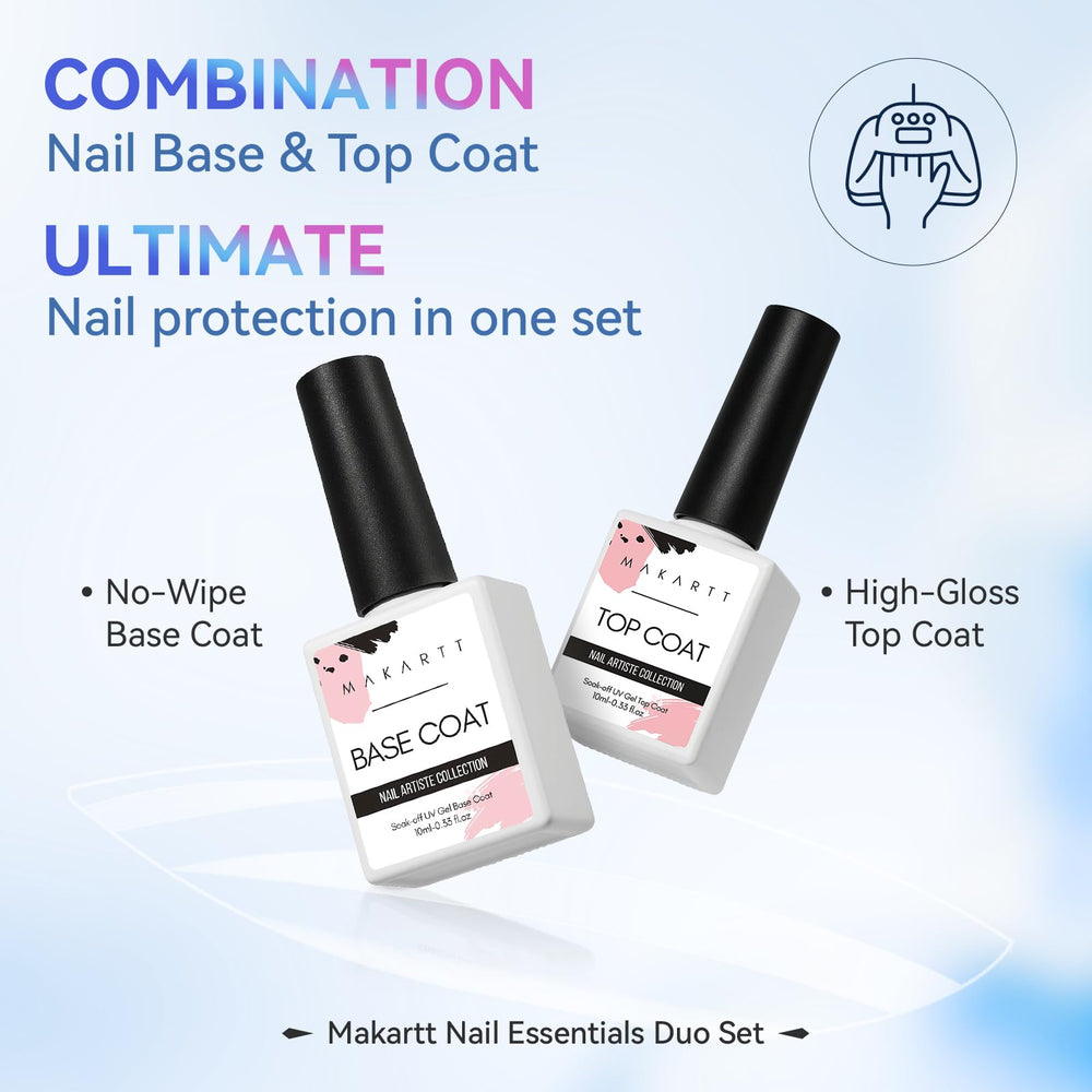 Makartt gel top coat dries quickly under LED/UV lamps for efficient at-home manicures.