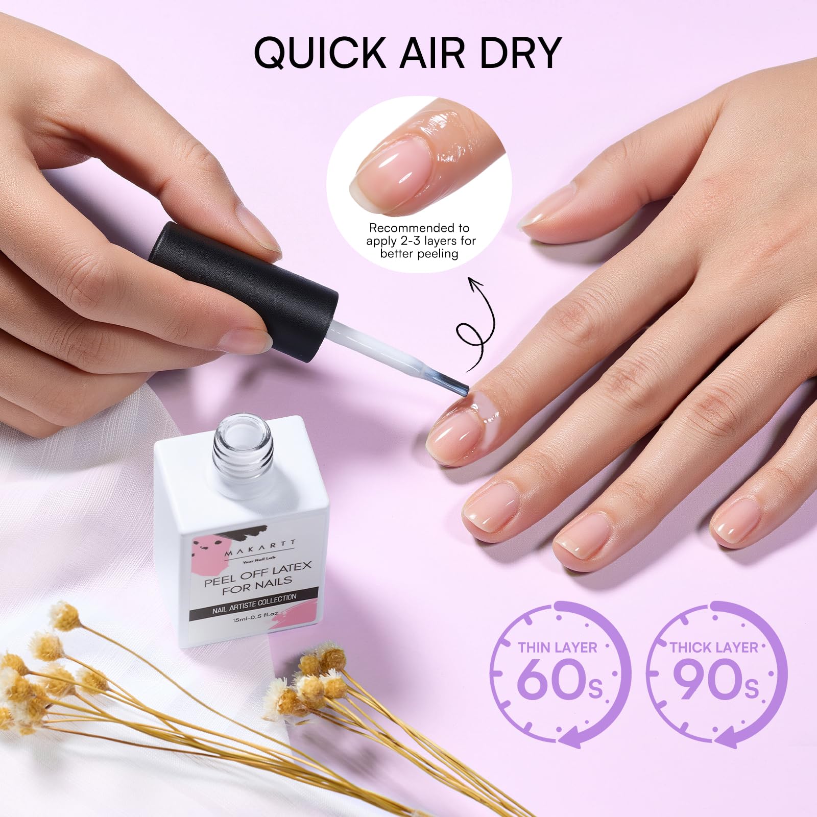 Makartt fórmula de bajo olor para una experiencia más suave en uñas.