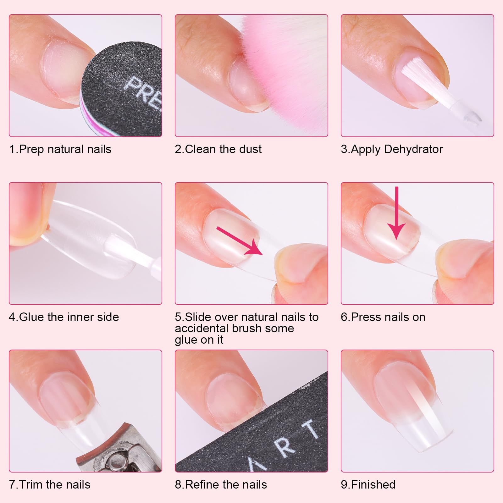 Makartt bond on full-cover or half-tip nails for secure wear.