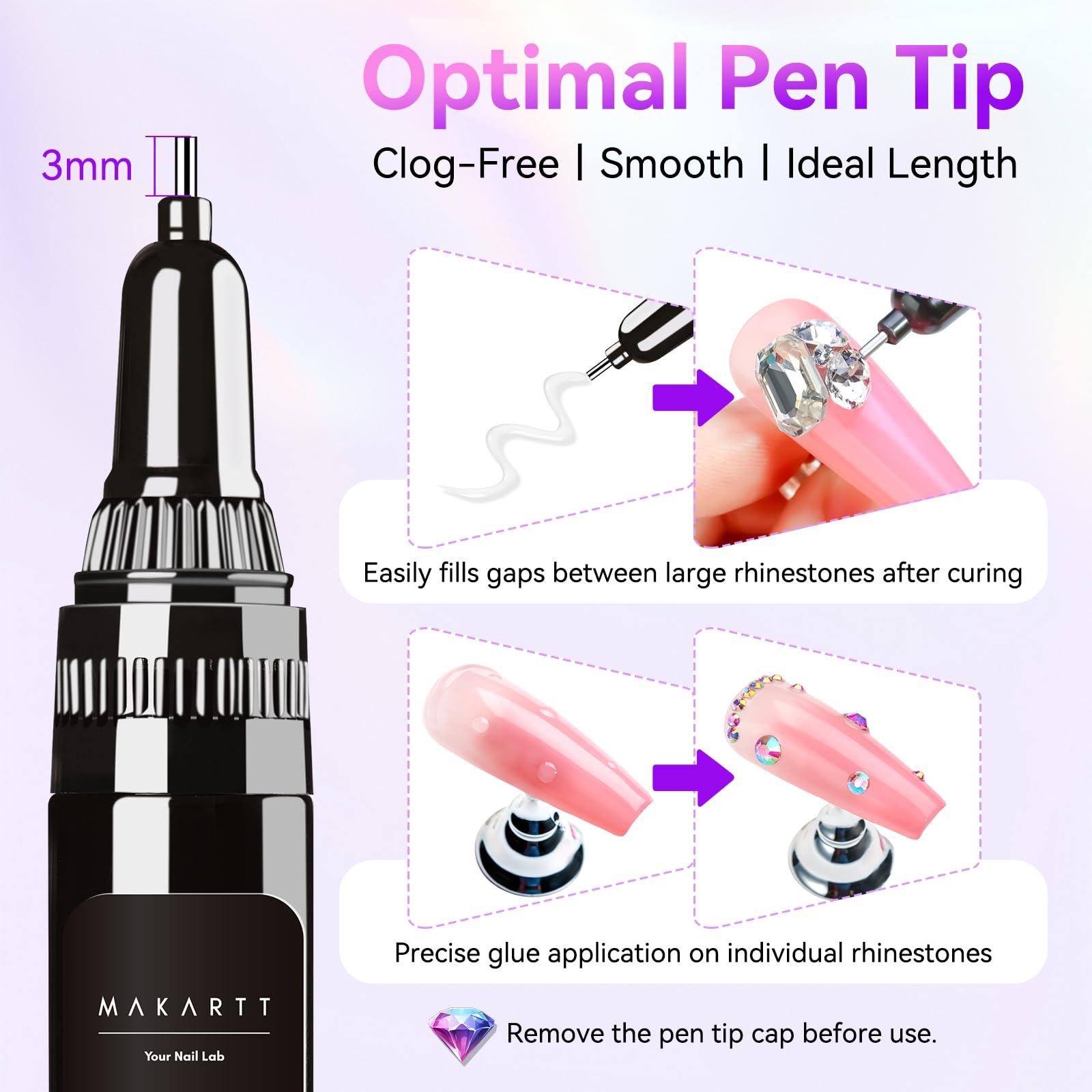 Makartt Gel adhesivo fuerte para uñas mantiene cristales en su lugar