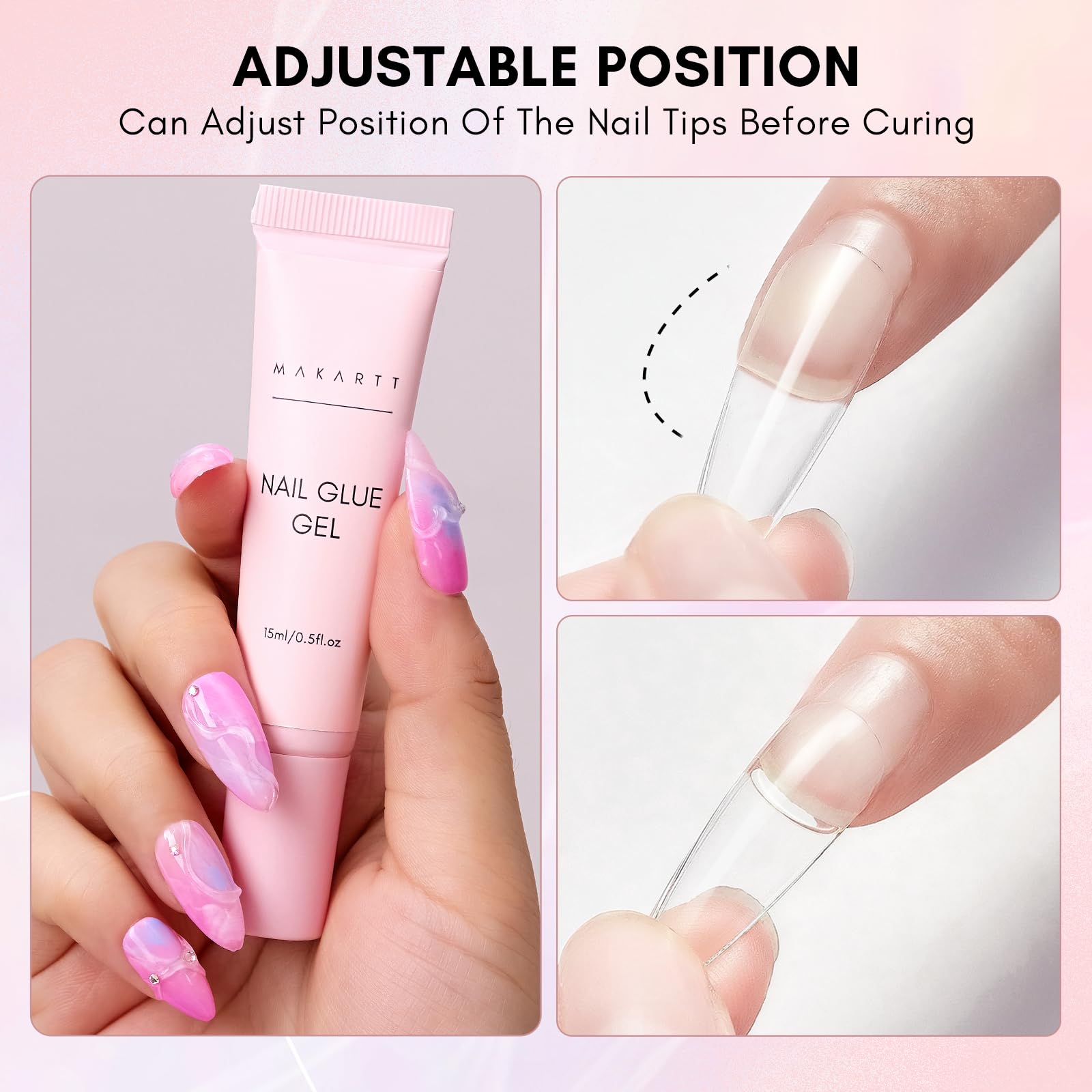 Makartt Gel Nail Glue 15ml bottle ideal for home salon manicures.