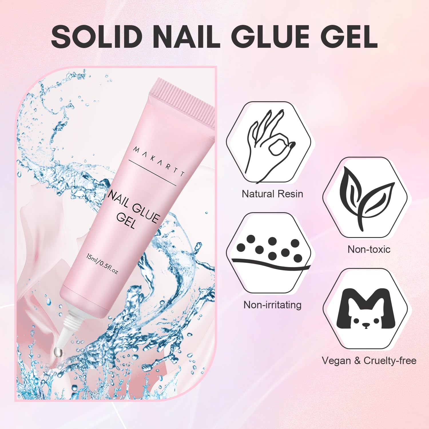 Makartt Gel Nail Glue supports rhinestones and lightweight decorations.