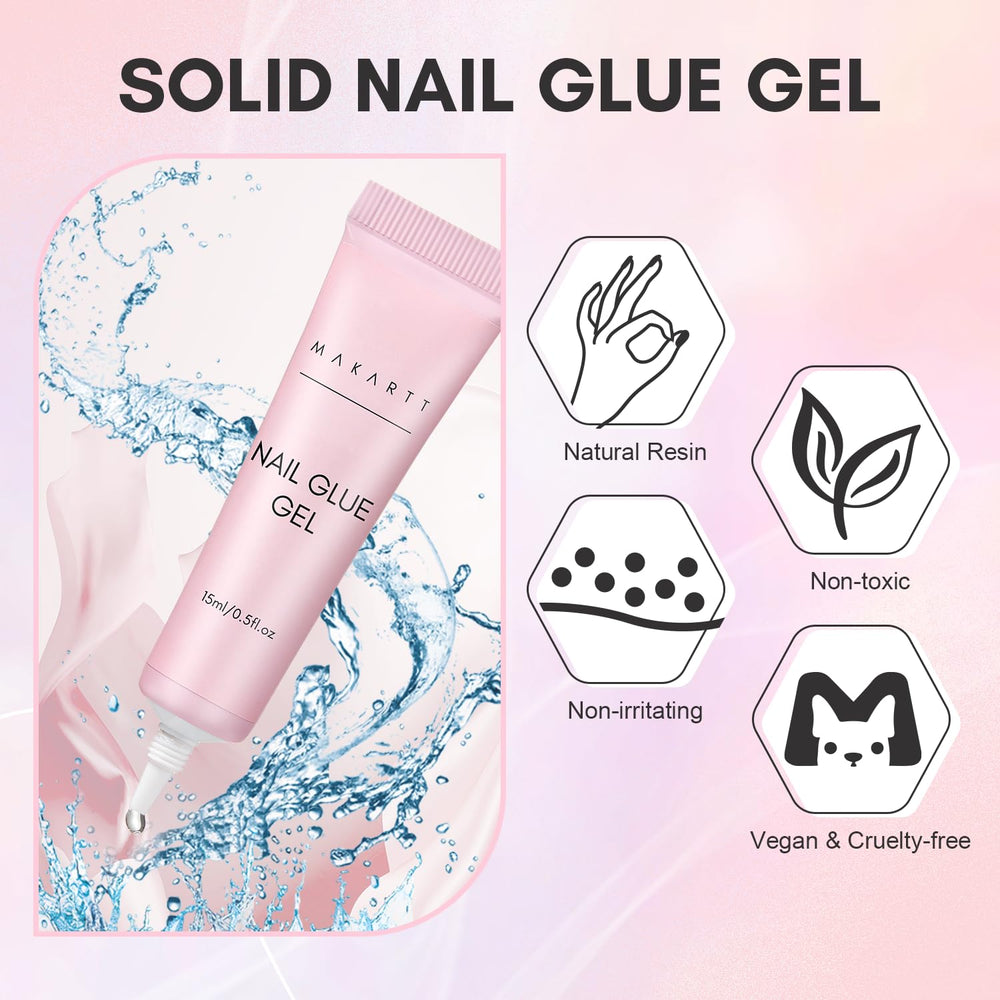 Makartt Gel Nail Glue supports rhinestones and lightweight decorations.
