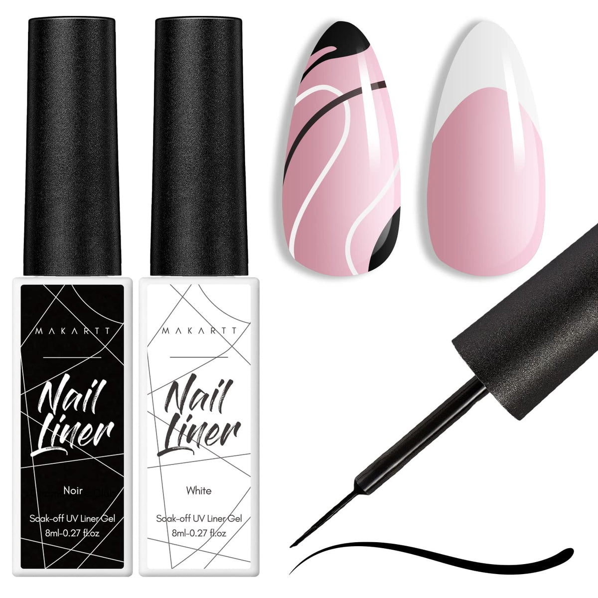 Makartt liner de gel blanco para uñas francesas con delineado limpio