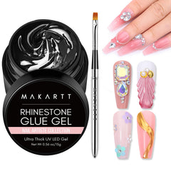 Makartt gel pegamento para piedras con brillo, fijación duradera en uñas