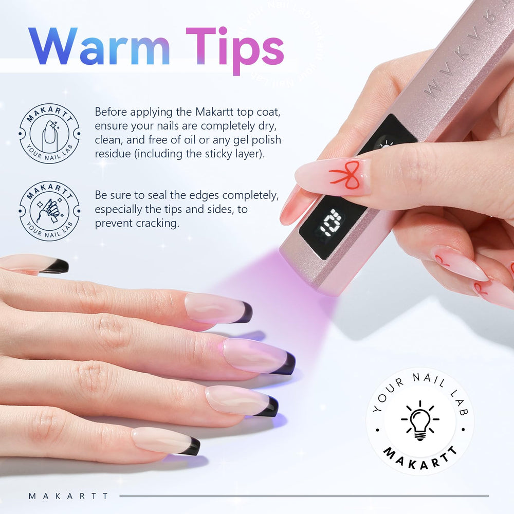 Makartt Gel Top Coat around-rhinestones protects embellishments with a smooth seal.