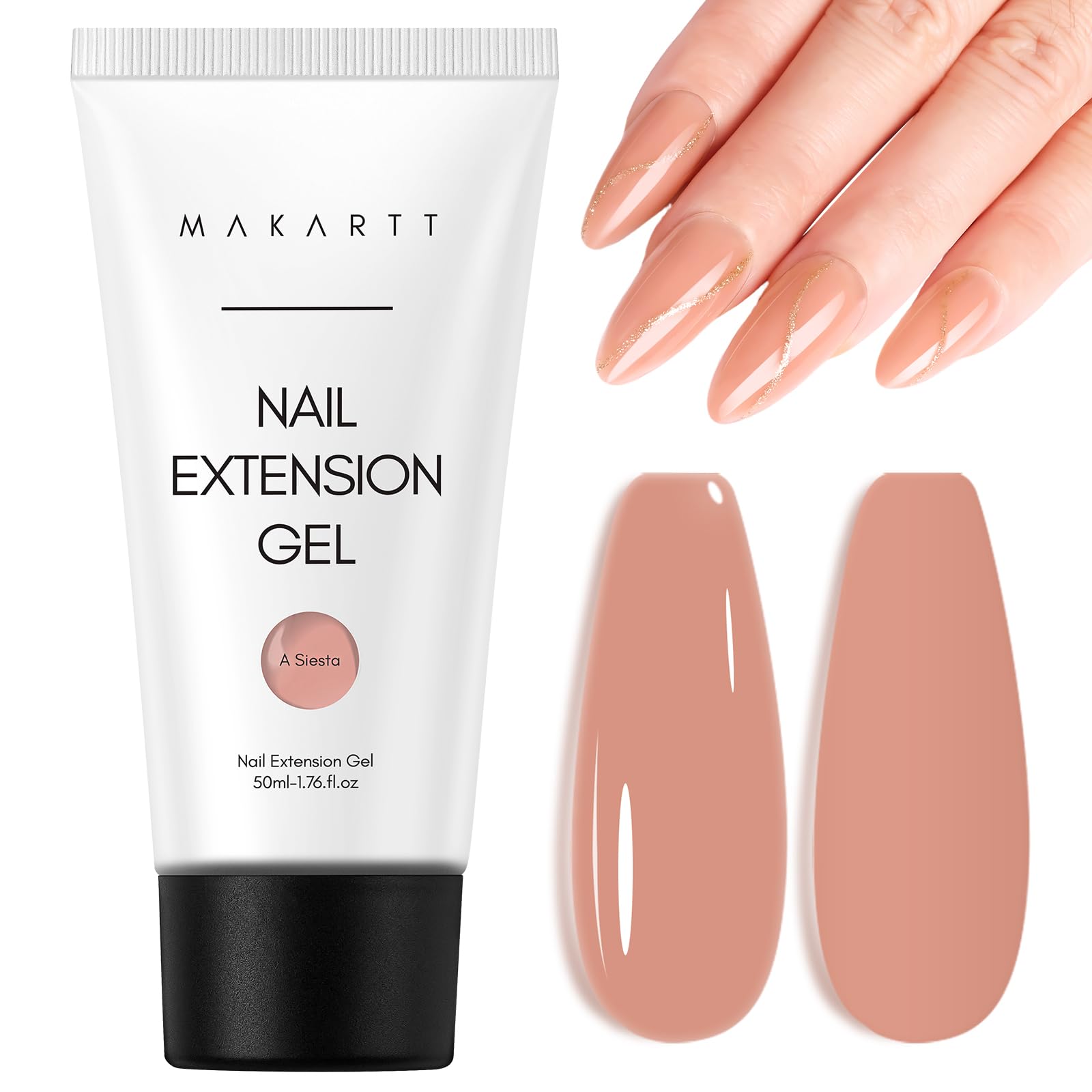 Makartt Gel Uñas Poly Nude 50ML: tono nude natural para un acabado discreto.