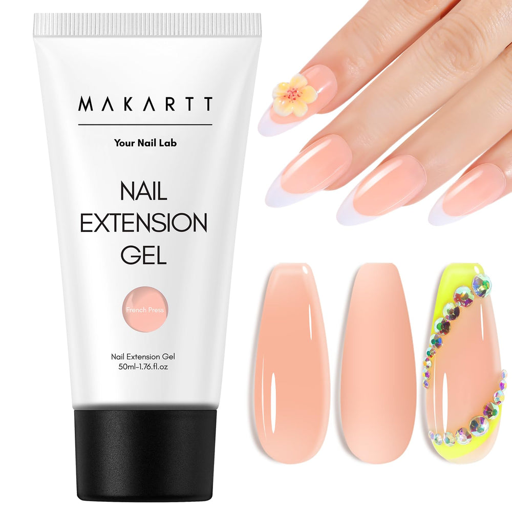 Makartt gel-unas poly sin HEMA en tono nude, opción ideal para extensiones duraderas.