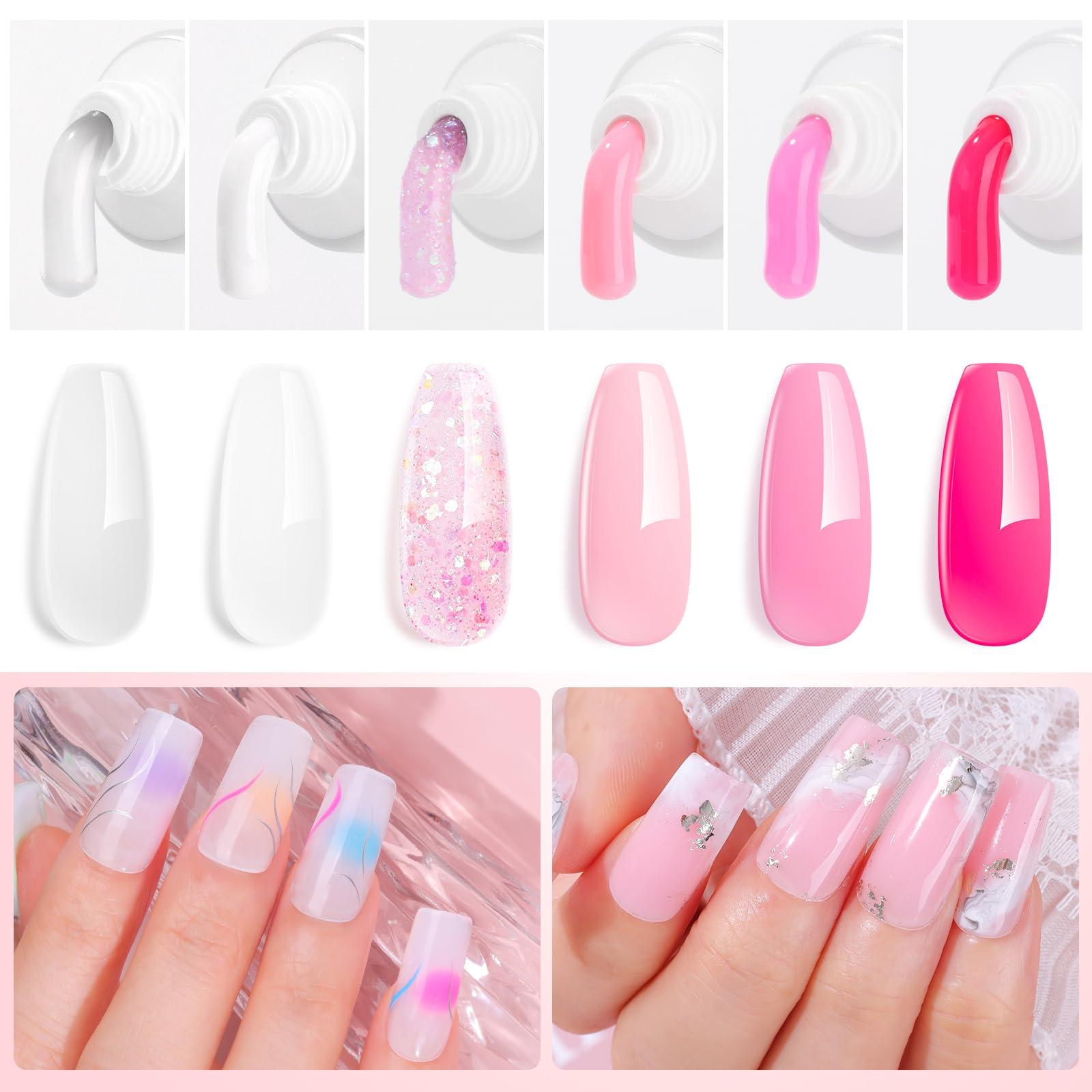 Makartt gel uñas rosa 4 tonos para looks elegantes.