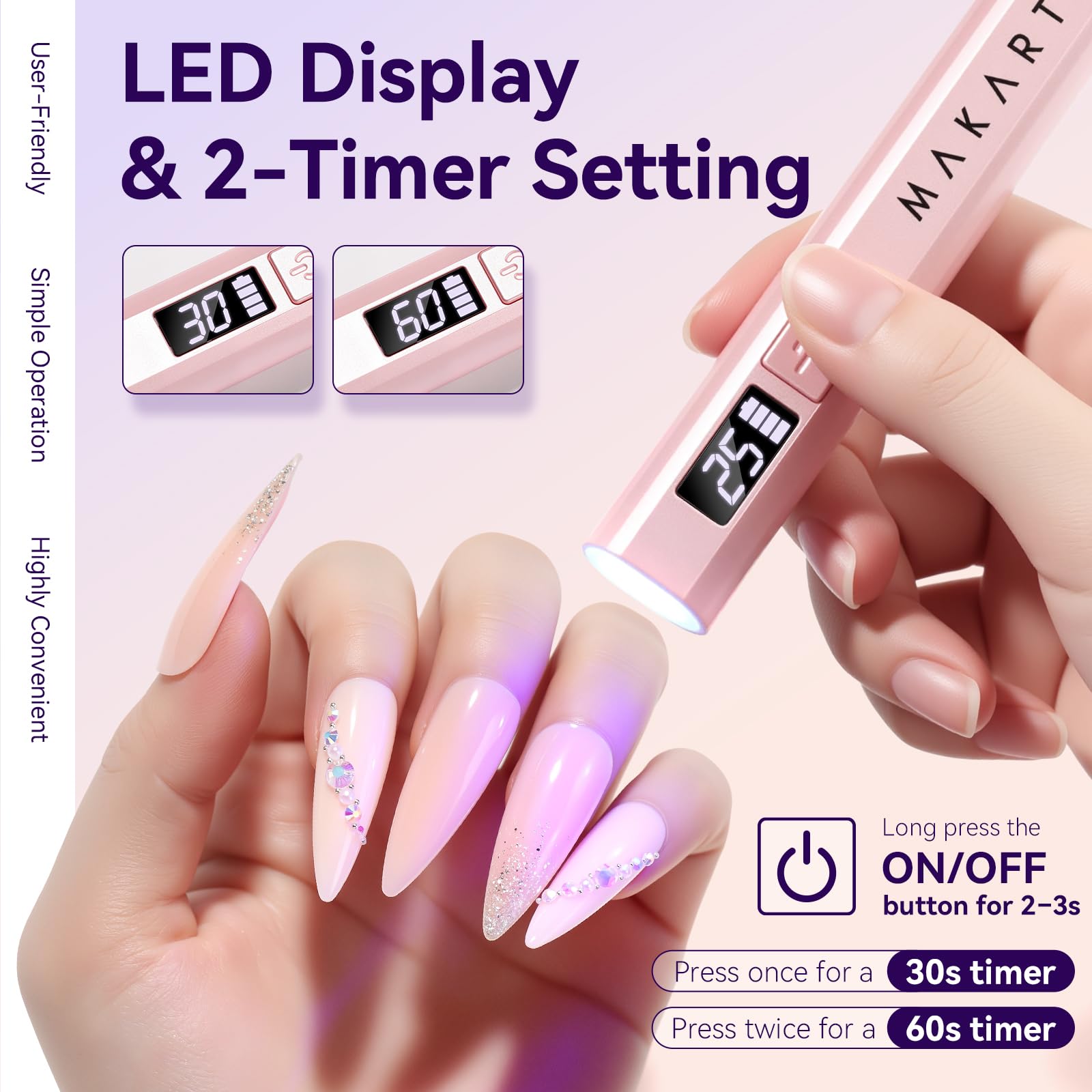 Makartt pink UV lamp compact design ideal for travel and DIY projects