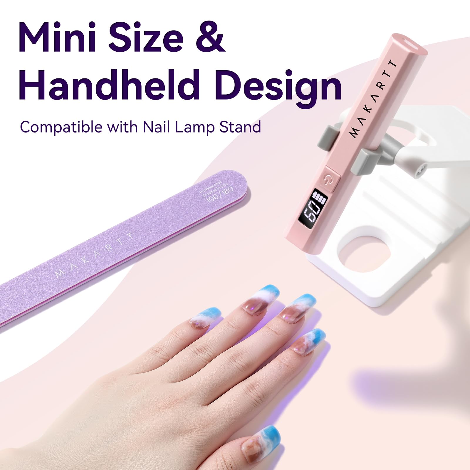 Makartt pink nail lamp with travel-ready case for on-the-go manicures