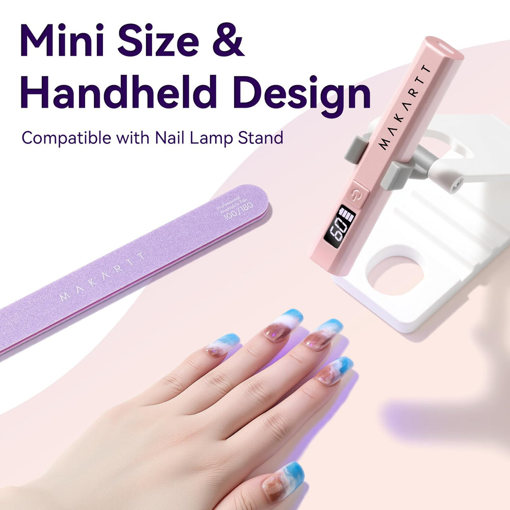 Makartt pink nail lamp with travel-ready case for on-the-go manicures