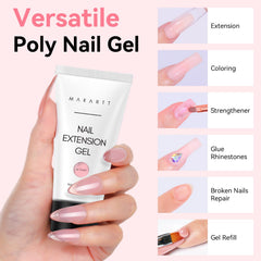 Makartt Hema-Free Poly Nail Gel application and sculpting for smooth nail extensions