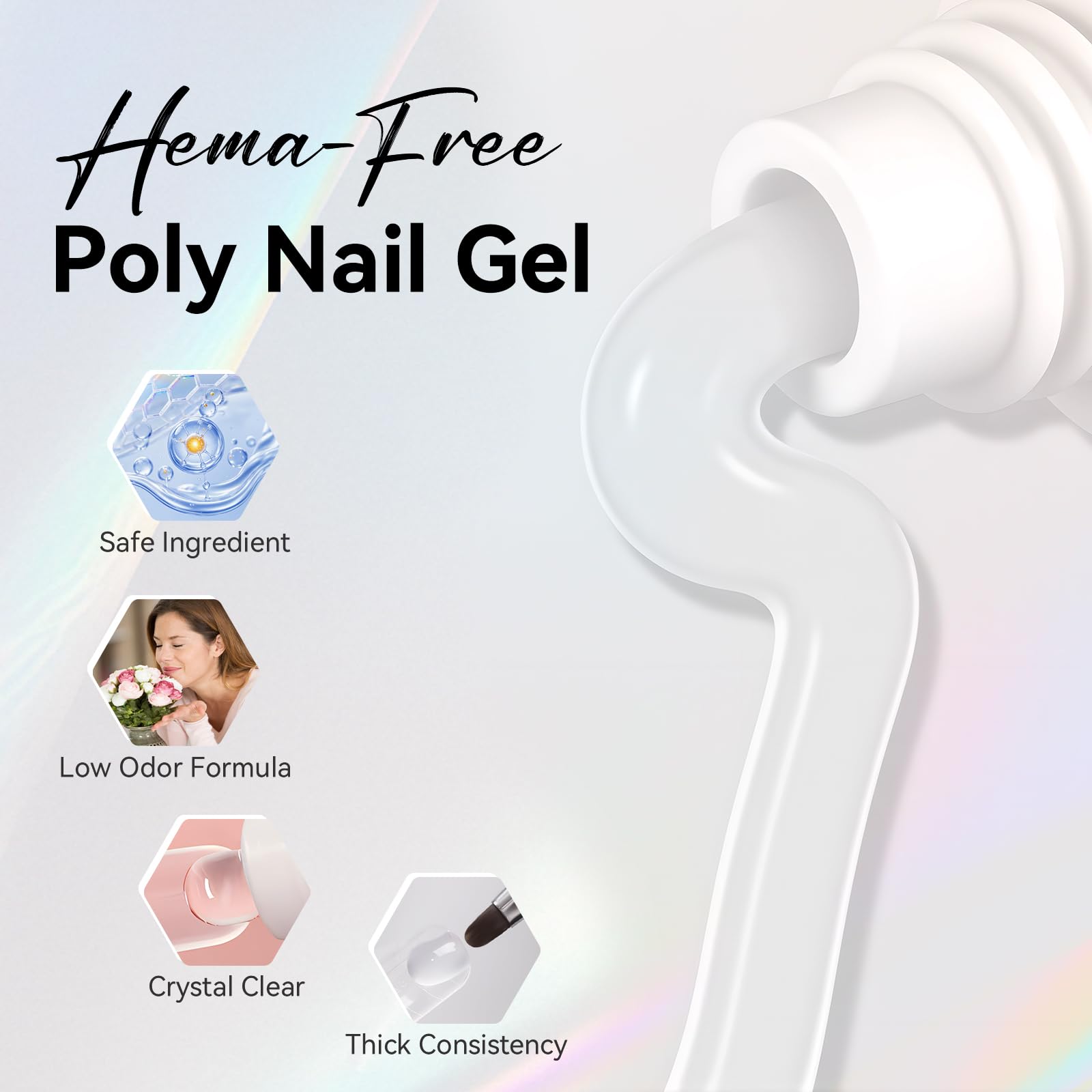 Makartt clear poly nail gel texture enables smooth, self-leveling, beginner-friendly application