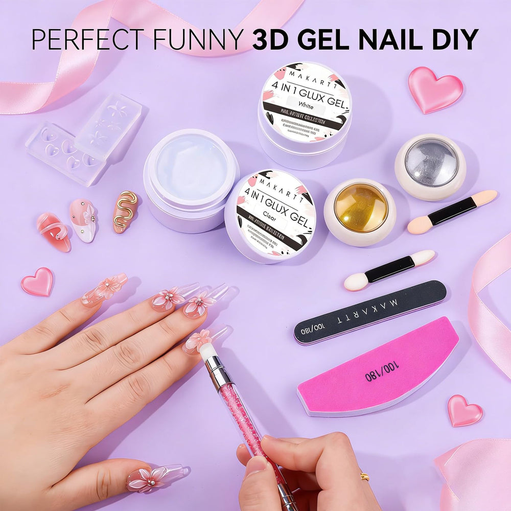 Makartt gel 3D uñas blanco, arte 3D preciso y cómodo.