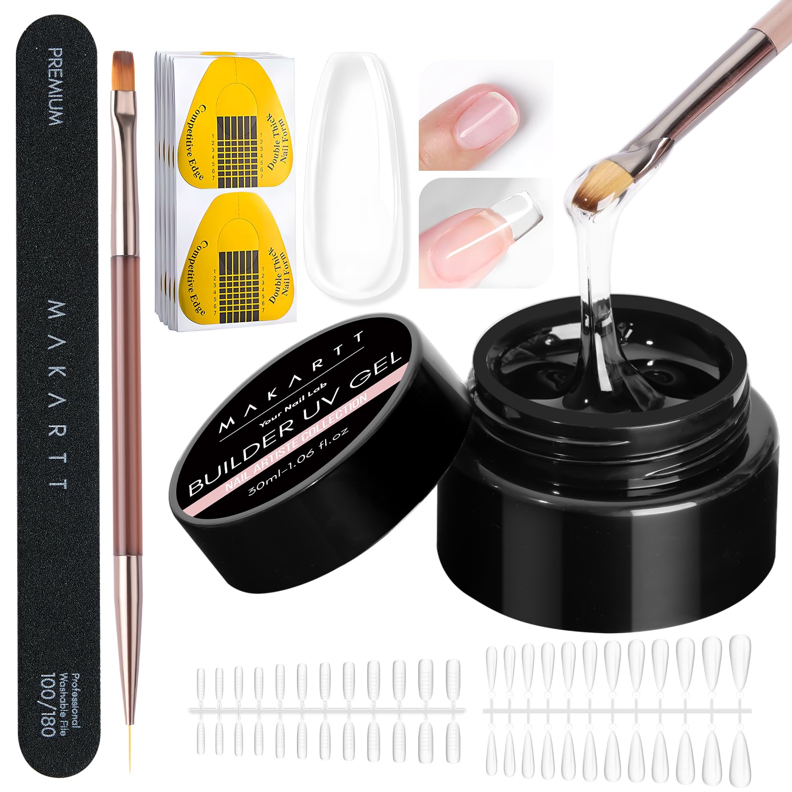 Makartt kit gel constructor transparente: conjunto completo para extensiones duraderas.