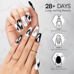 Arte de uñas con Makartt negro-blanco en diseño profesional