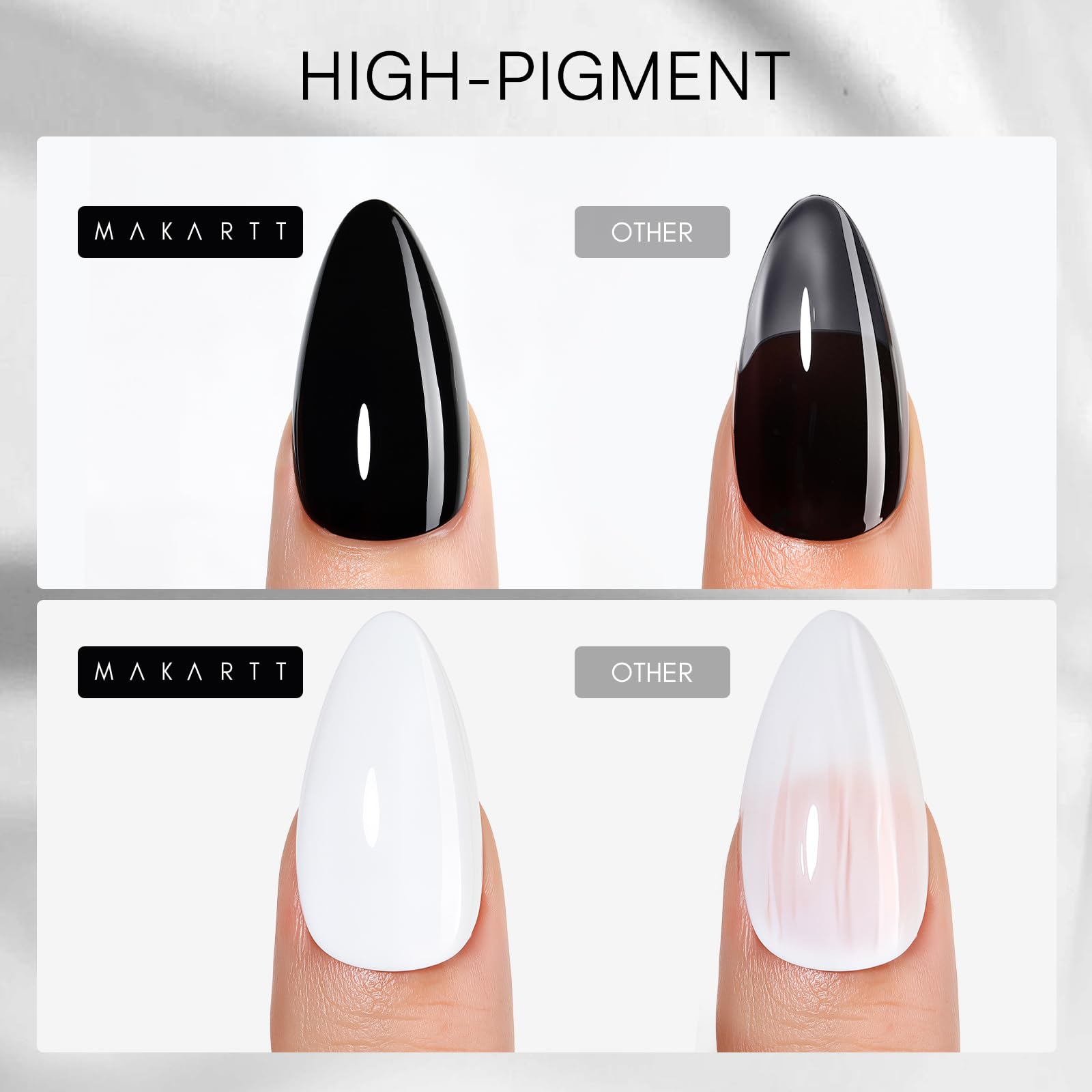 Acabado brillante de Makartt negro-blanco para uñas duraderas