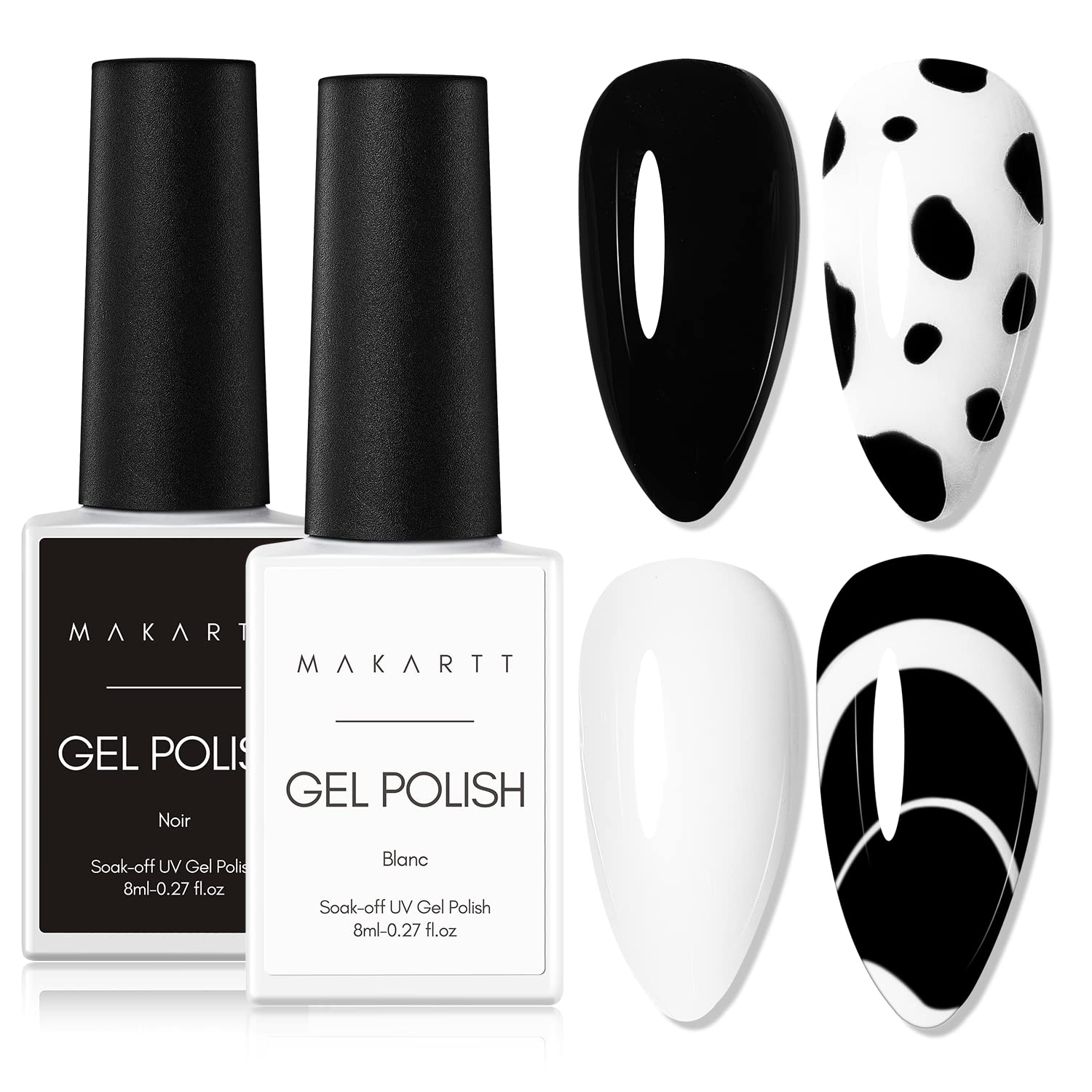 Makartt kit gel negro y blanco en empaque elegante para regalo