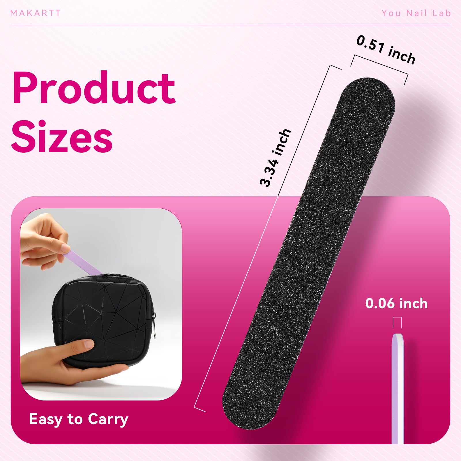 Makartt mini nail files black and white set for versatile tasks.
