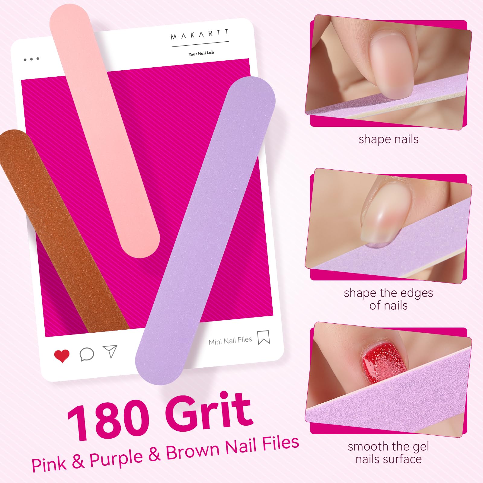 Makartt mini nail files purple color for precise shaping.