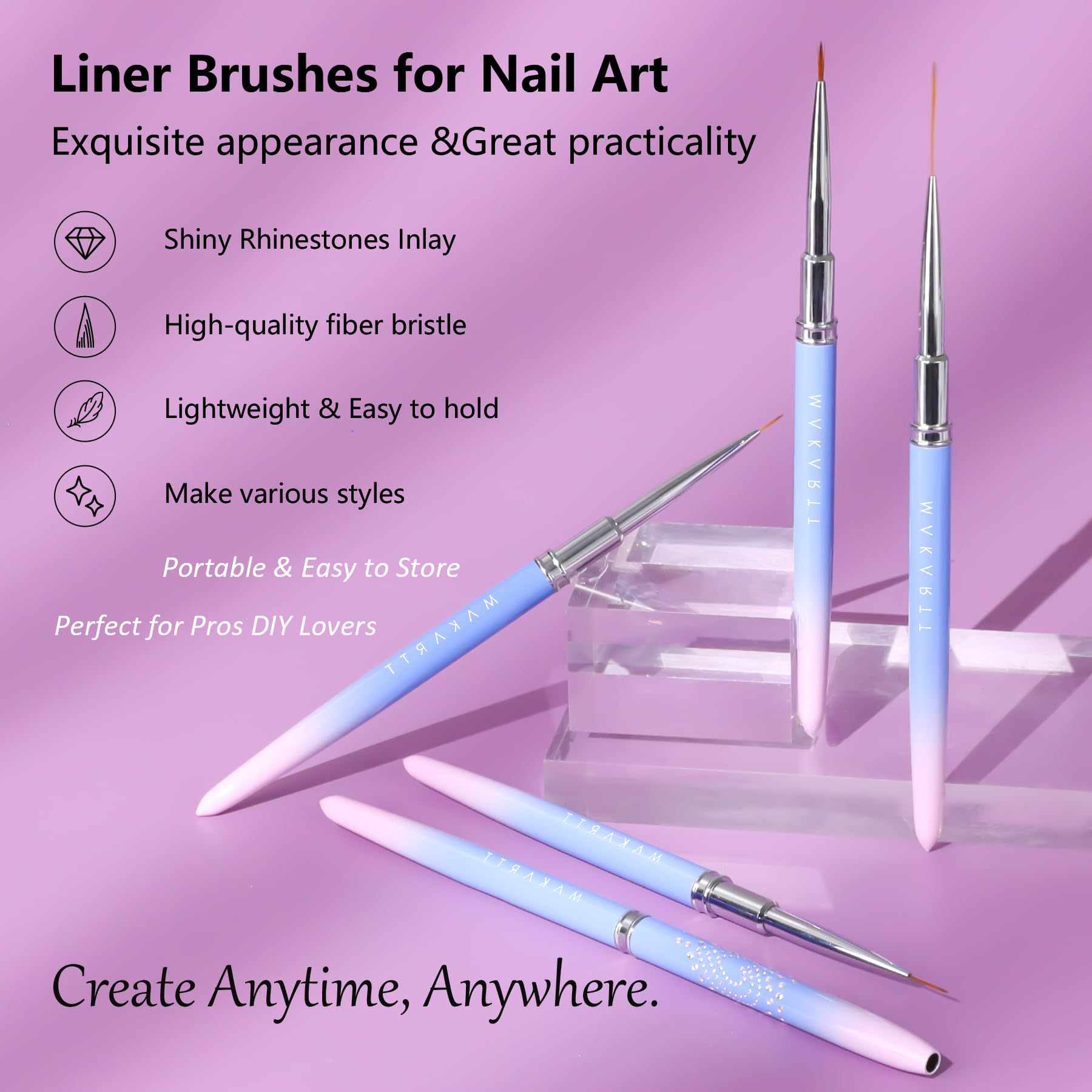 Makartt 7mm line brush for ultra-fine lines in gel polish designs.