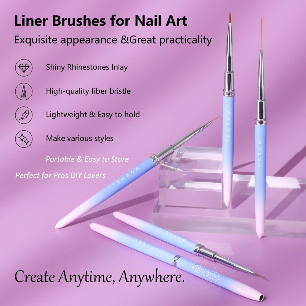 Makartt 7mm line brush for ultra-fine lines in gel polish designs.