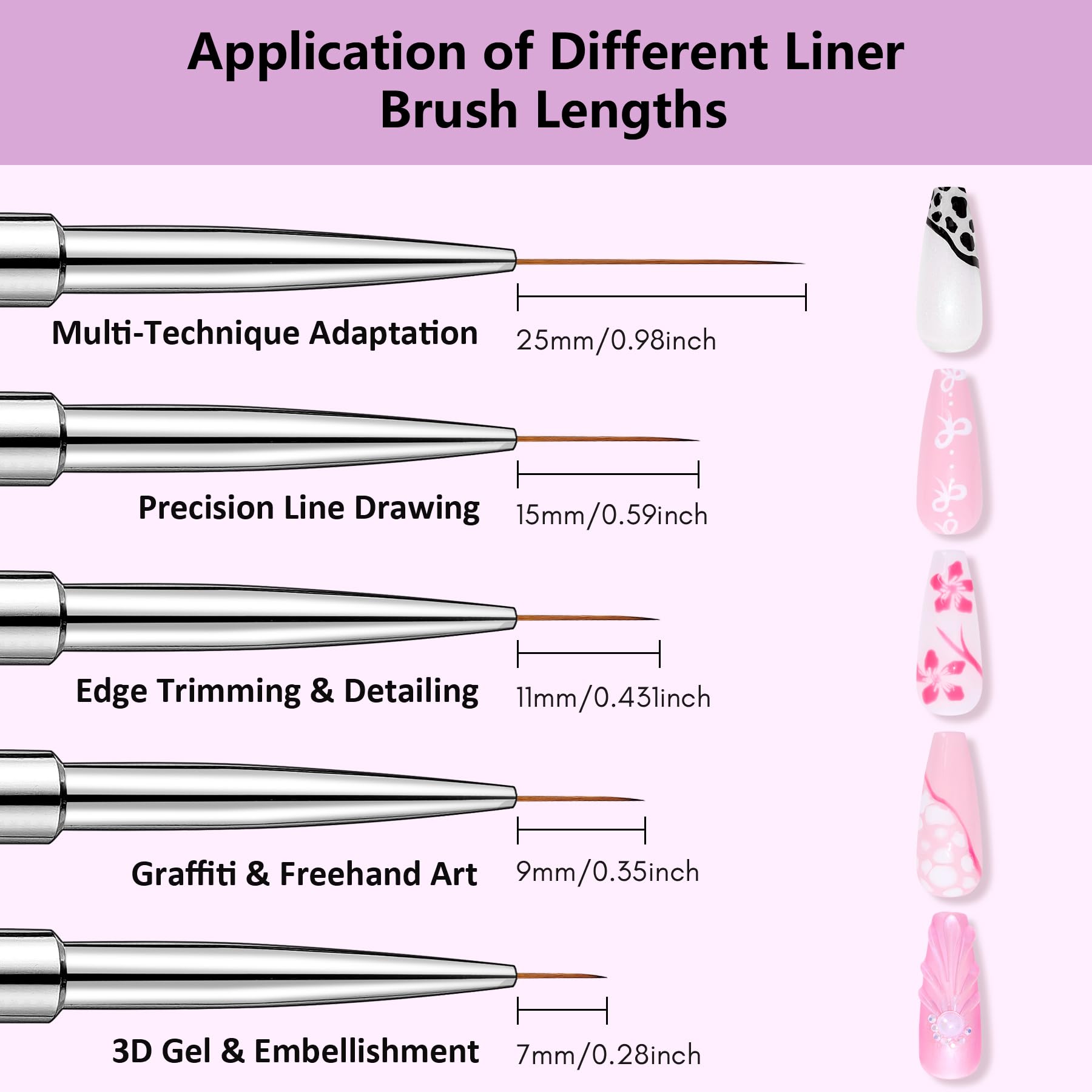Makartt 9mm brush ideal for clean French tip strokes.