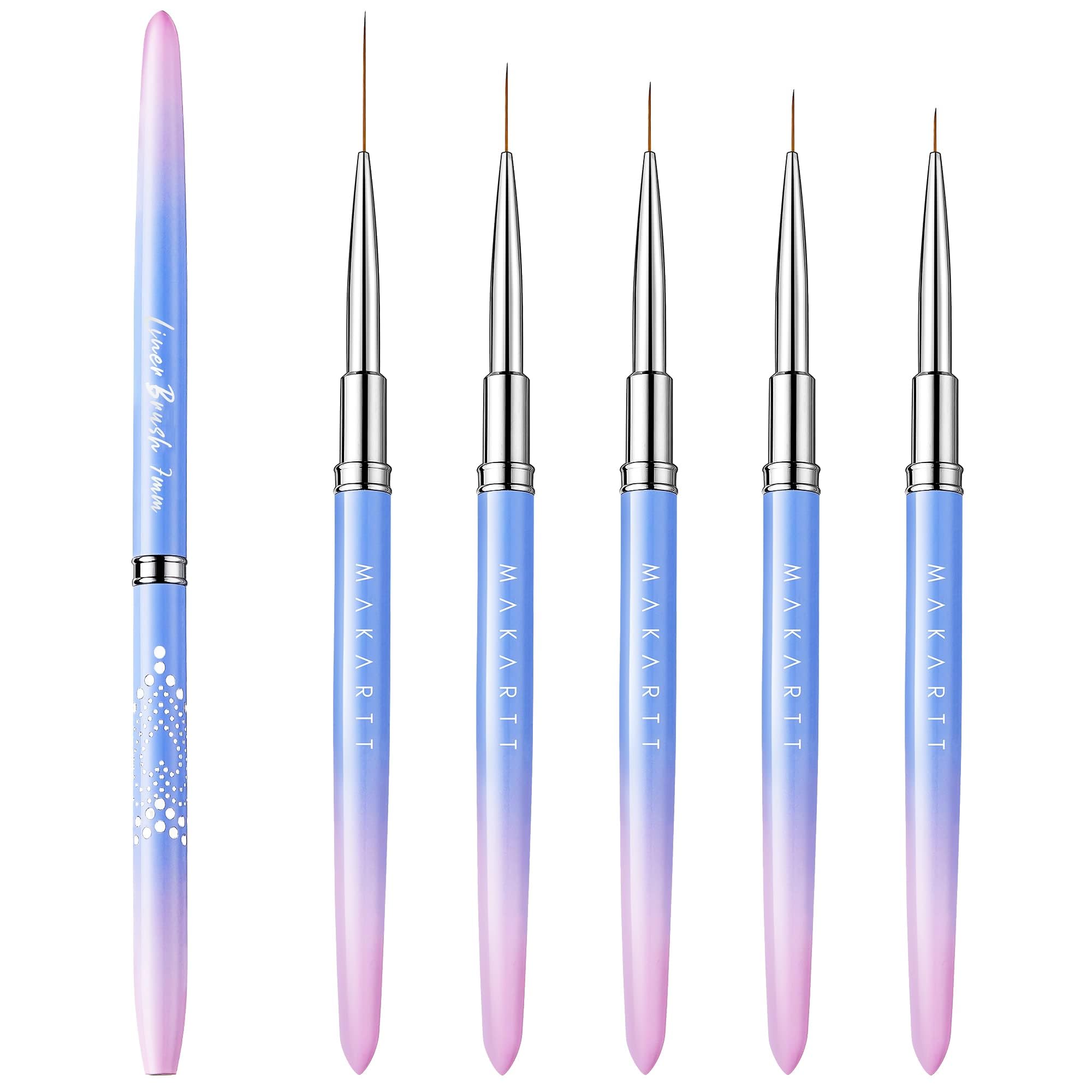 Makartt nail art brush set with caps for precise detail work and portability.