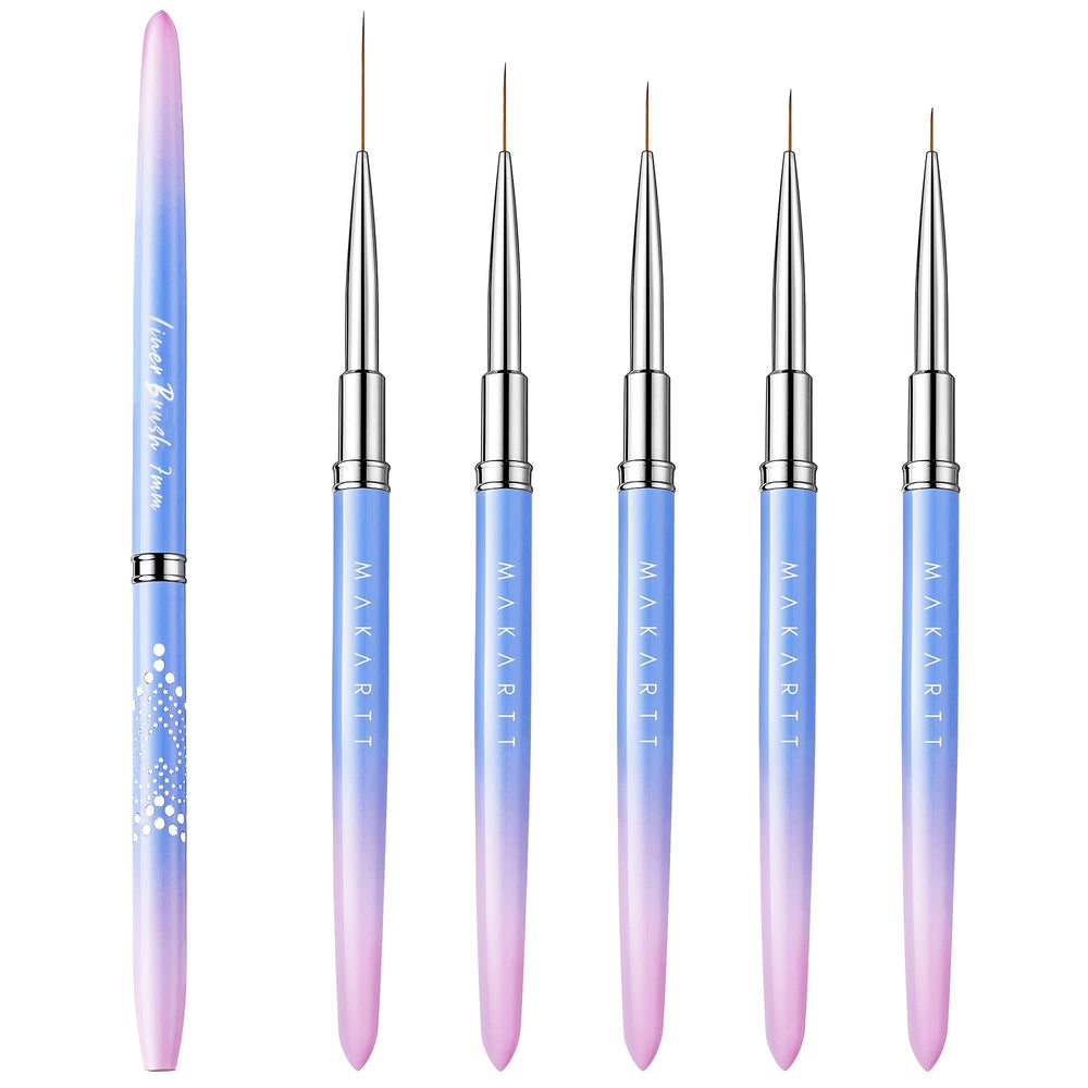 Makartt nail art brush set with caps for precise detail work and portability.