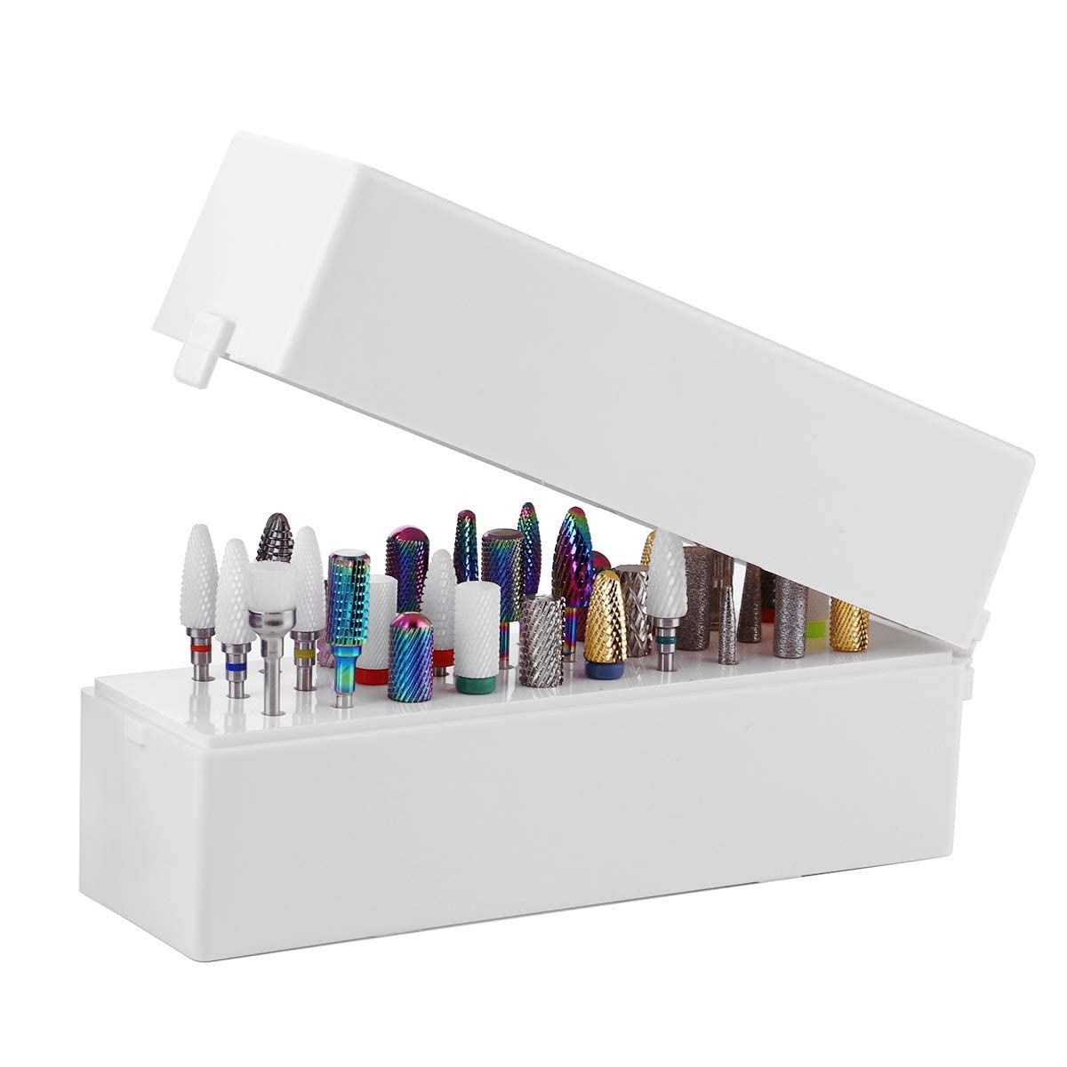 Makartt nail drill bits holder with transparent lid for quick grab