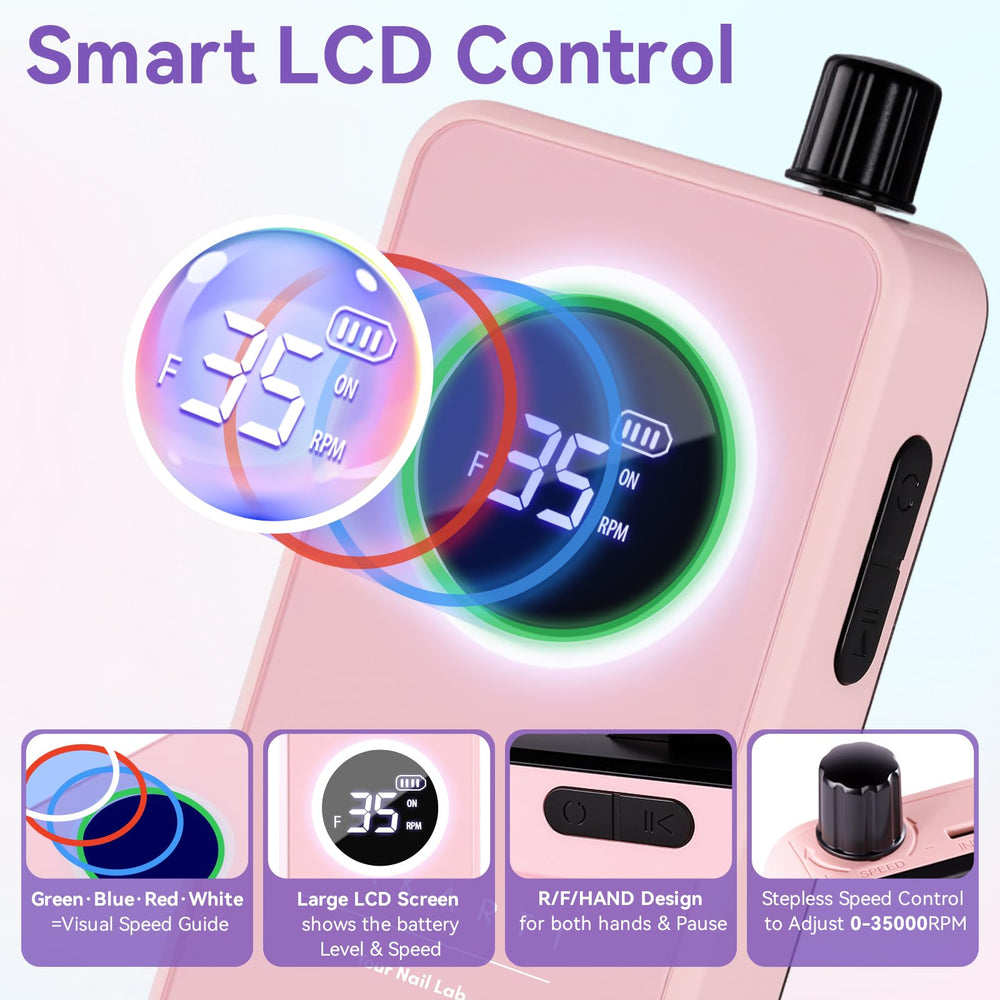 Makartt drill LCD display and color ring for quick speed reference during use.