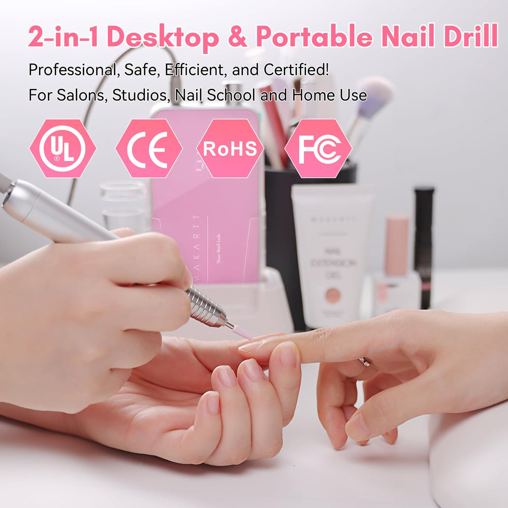 Makartt Nail Drill LCD display shows real time RPM and battery