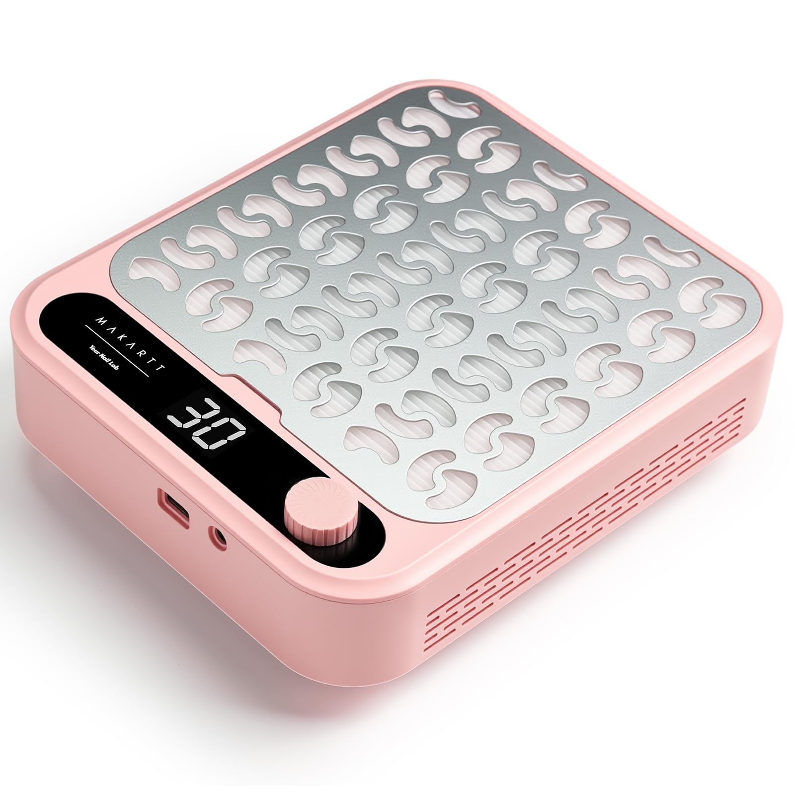 Makartt Larina pink nail dust collector front view for a clean, professional workspace.