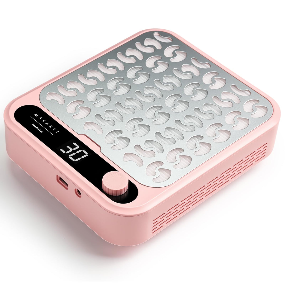 Makartt Larina pink nail dust collector front view for a clean, professional workspace.