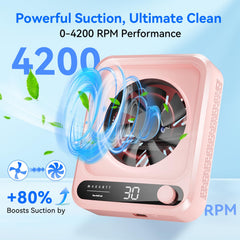 Makartt Larina pink dust collector close-up of reusable filter for easy maintenance.