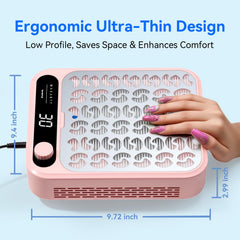 Makartt Larina pink nail dust collector LED display shows adjustable suction control.