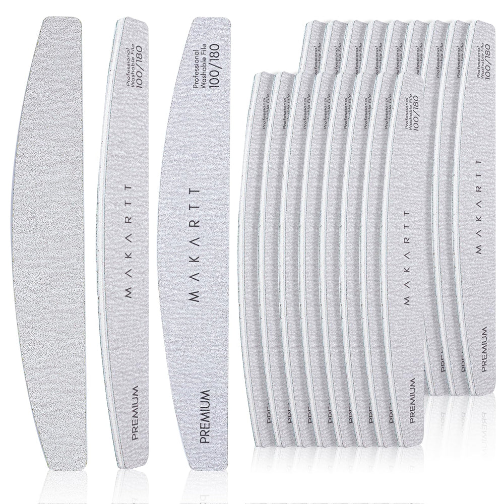 Makartt dual-sided nail file set with 100/180 grit for versatile shaping.