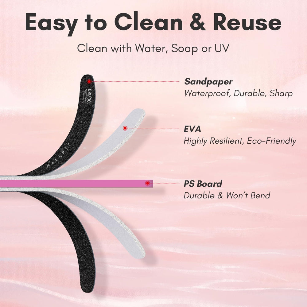 Makartt durable PS board nail file for repeated gel and polish removal