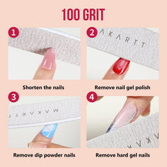 Makartt 100 grit side for quick shortening on natural nails.