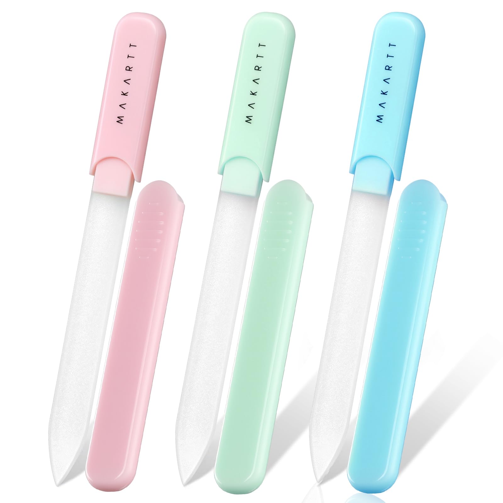 Makartt glass nail file pink with case for natural nails and gentle shaping