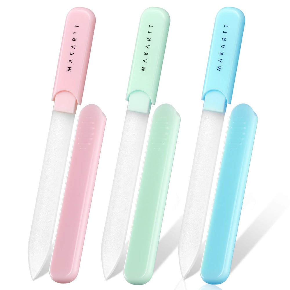 Makartt glass nail file pink with case for natural nails and gentle shaping