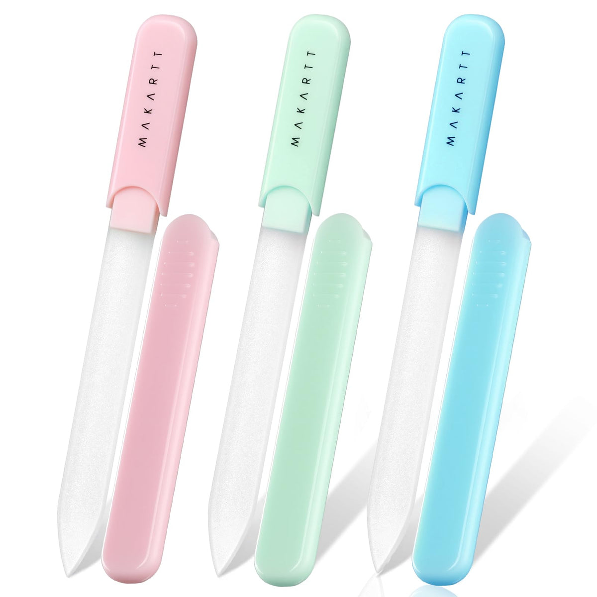 Makartt glass nail file pink with case for natural nails and gentle shaping