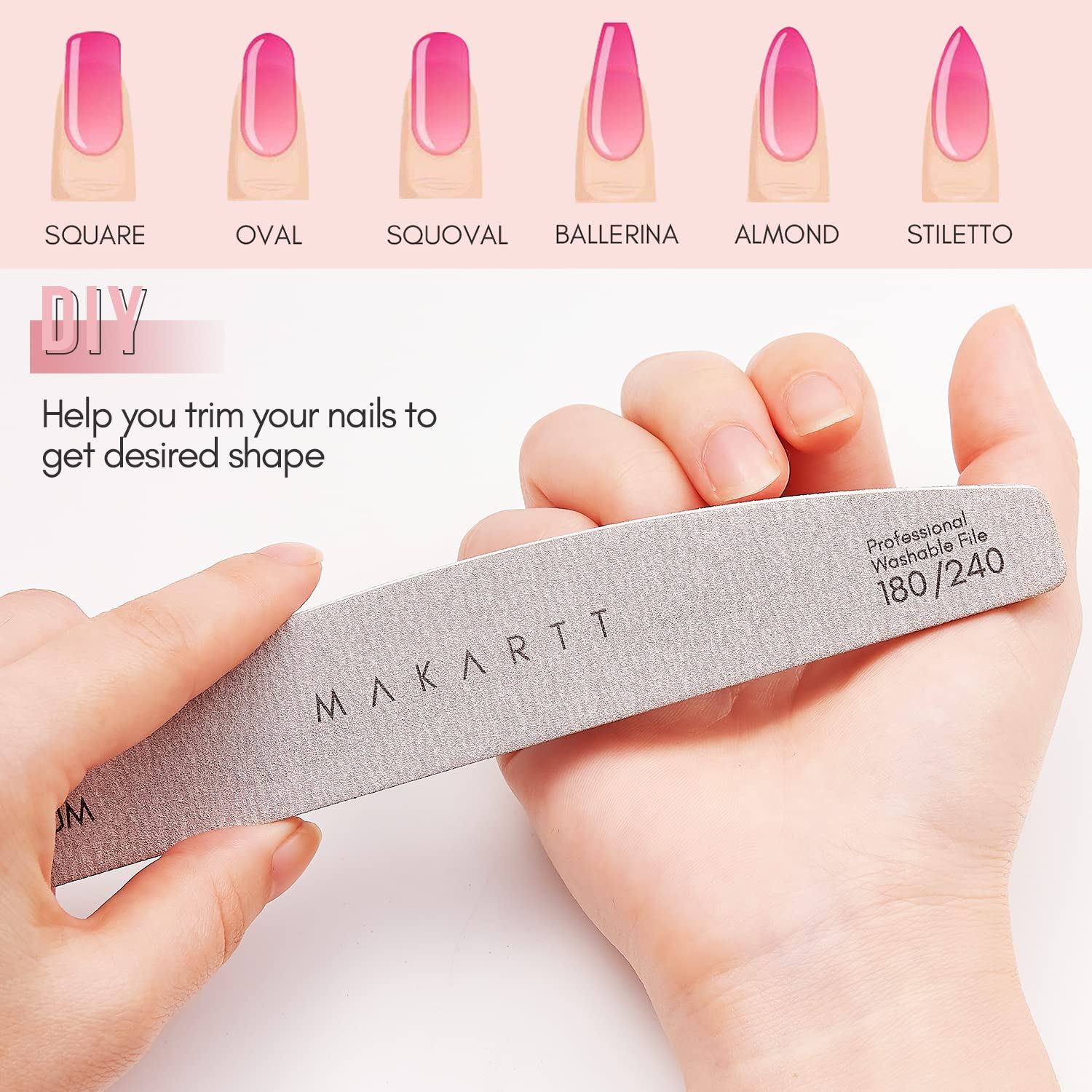 Makartt nail files ideal for natural nails prep and shaping.