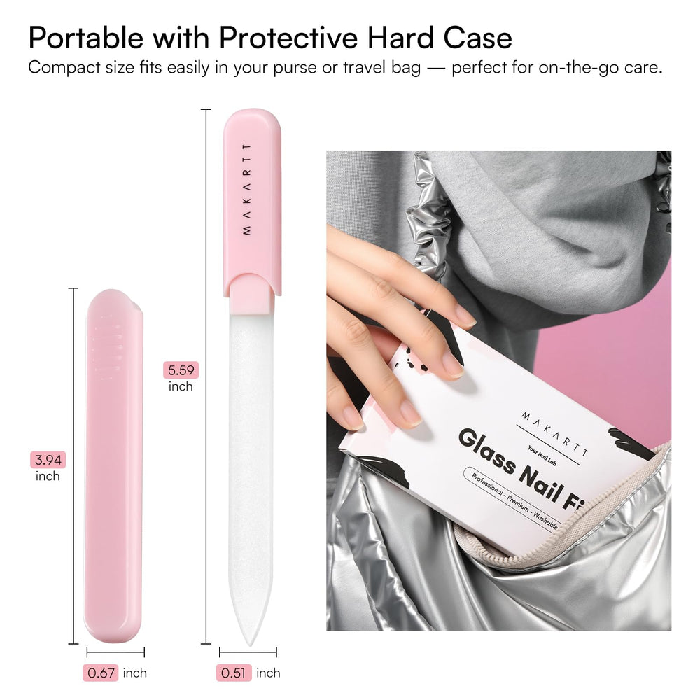 Travel case open with Makartt glass files for on-the-go touch-ups