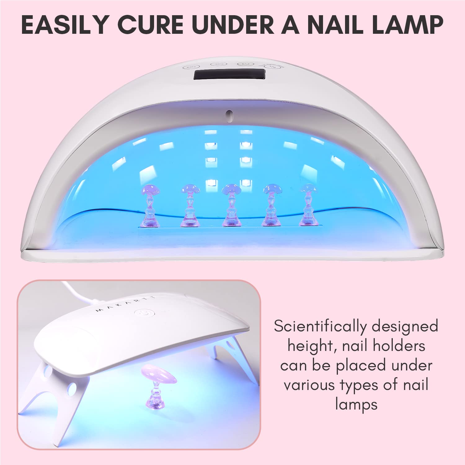 Makartt Nail Stand uses reusable putty to secure nails during design.