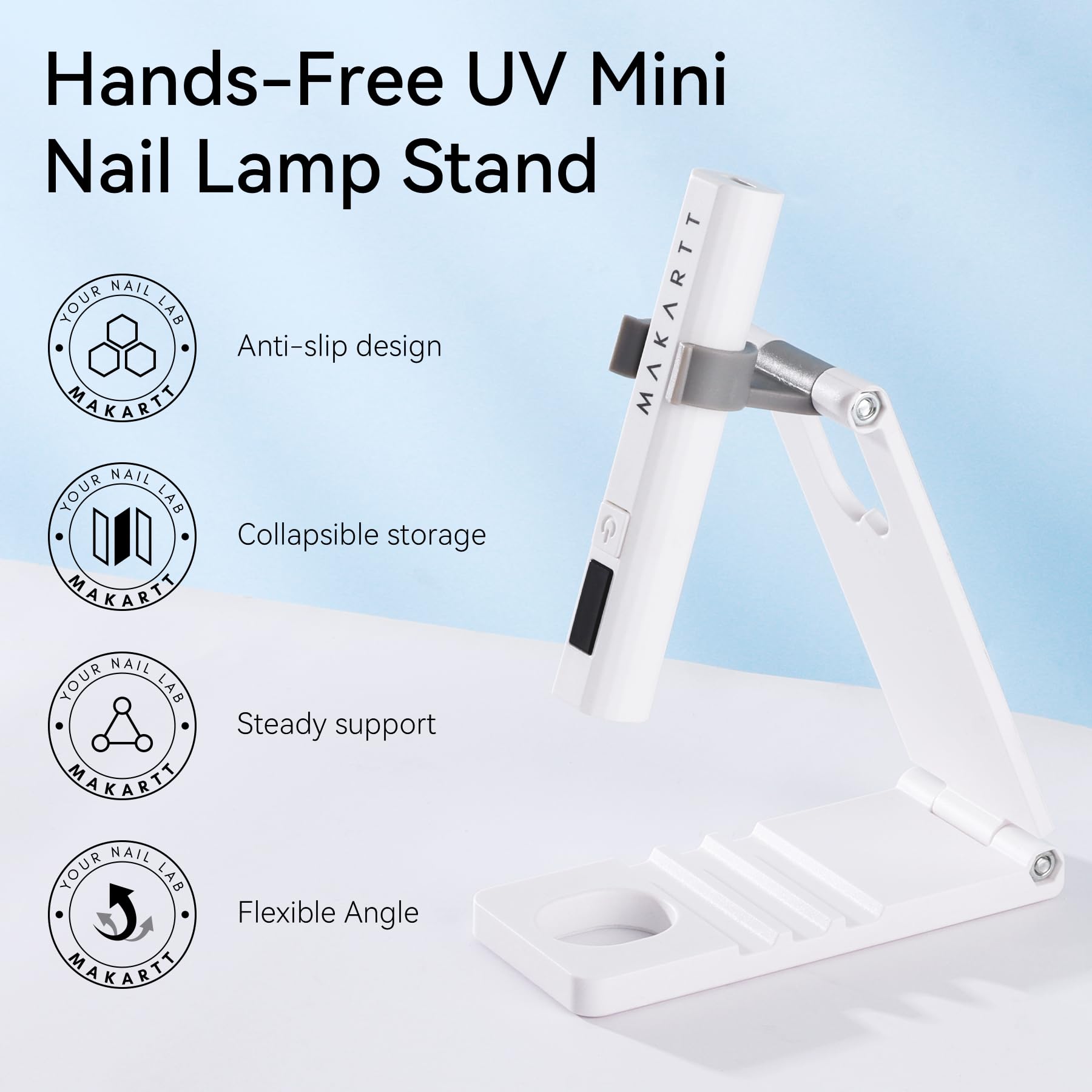 Makartt UV Nail Lamp Stand crafted with PVC and silicone for durability.