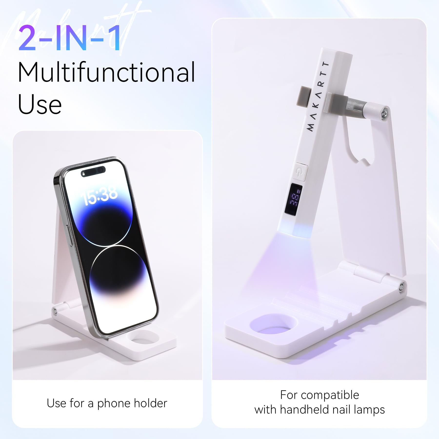 Makartt UV Nail Lamp Stand handsfree curing to free hands during gel nails.
