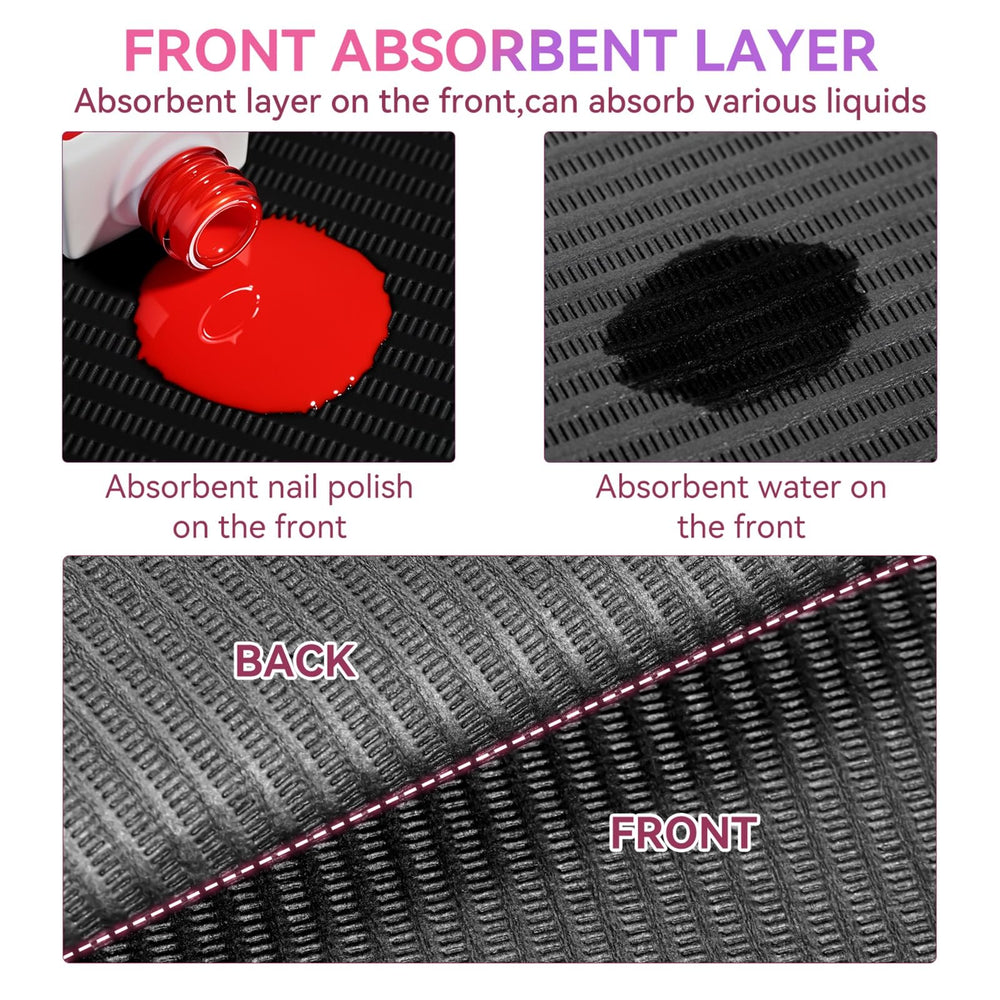 Makartt double-sided nail table mat with 3-ply structure protects workspace from spills